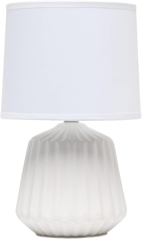 Off White... LT1120-OFF Petite Mini Pleated English Ceramic Base Table Lamp