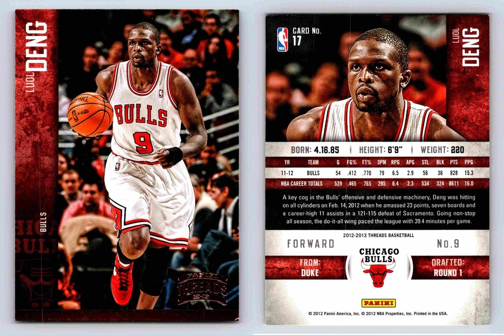 Luol Deng Chicago Bulls 2012-13 Panini Threads Basketball Card #17