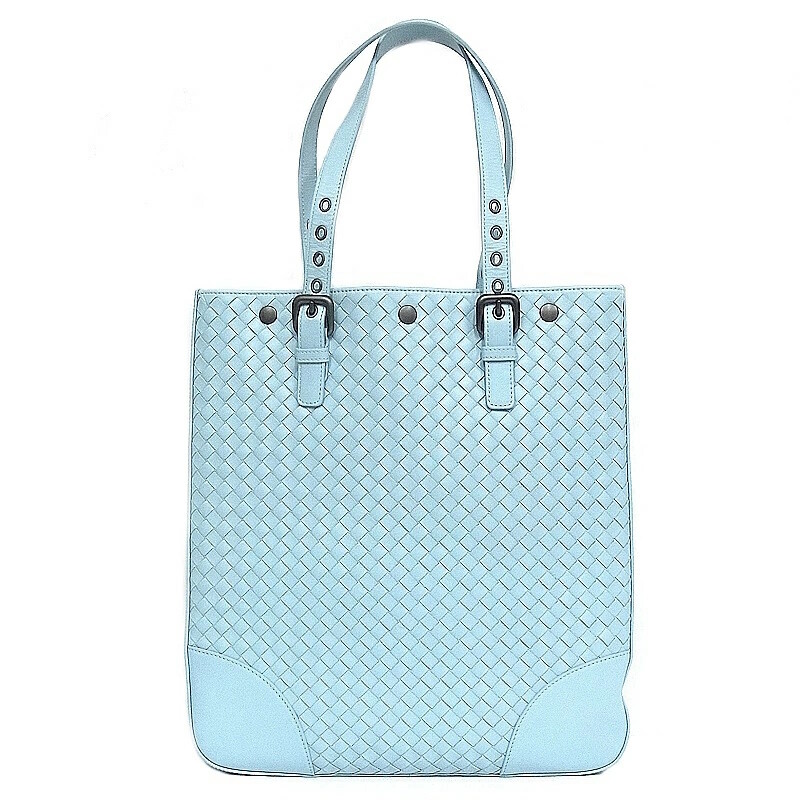 Bottega Veneta Attica Intrecciato Blue Tote Shoulder Bag 166134