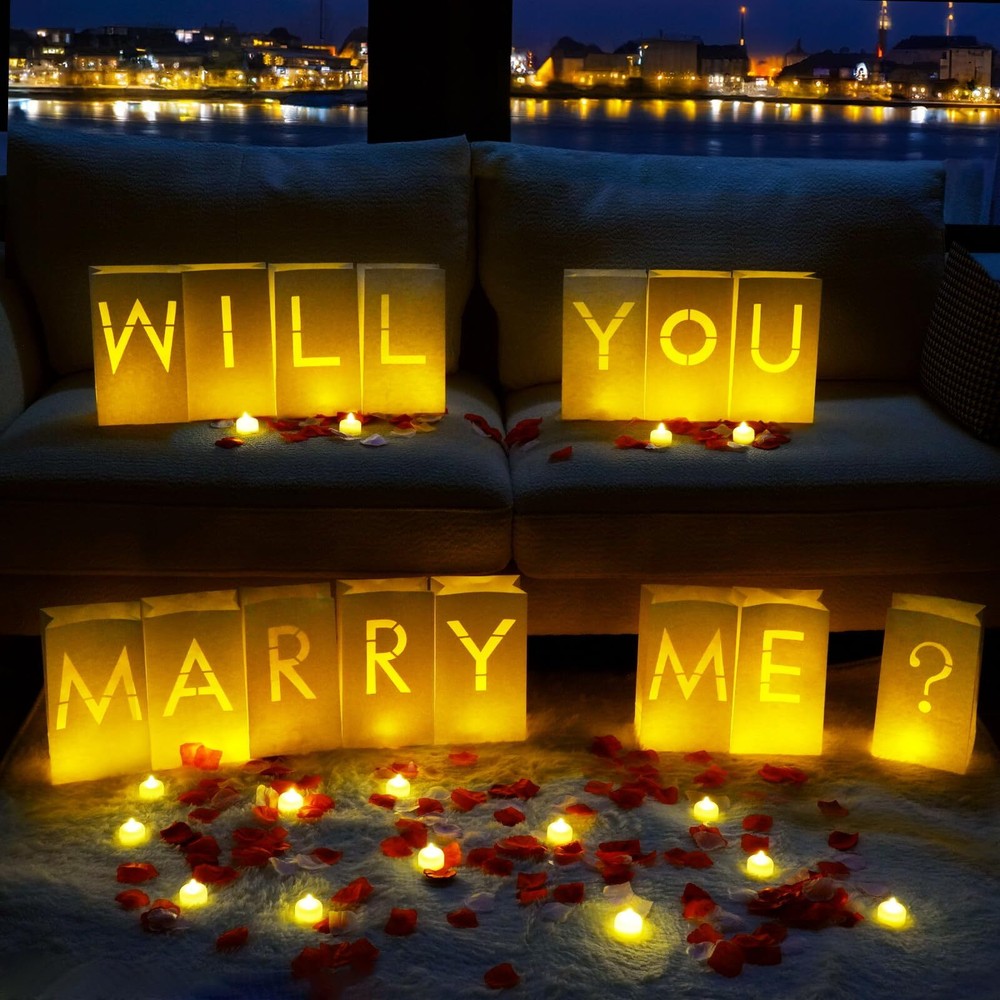 Homemory Will You Marry Me Light Up Letters Proposal Decorations with Flamele...