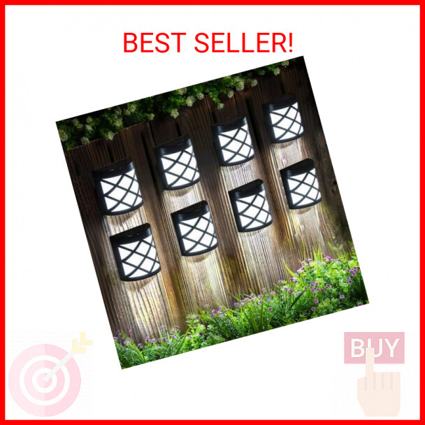 GIGALUMI 8 Pack Solar Fence Lights, Solar Deck Lights, Waterproof Auto Decorativ