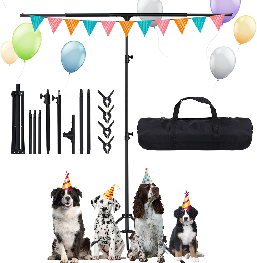 T-Shape Backdrop Stand 6.6X5Ft(2X1.5M) Adjustable Photo Studio Background Stand