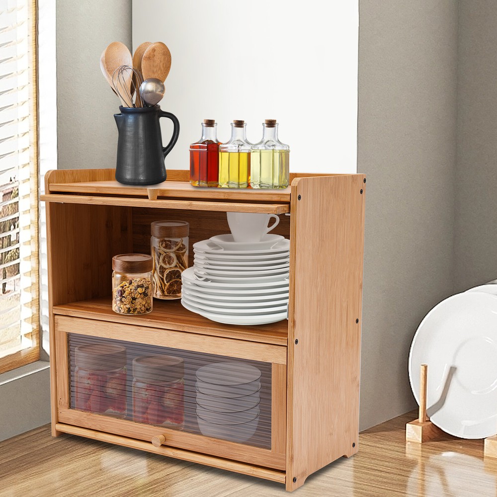 2-Door Countertop Storage Cabinet with Built-in Stoppers