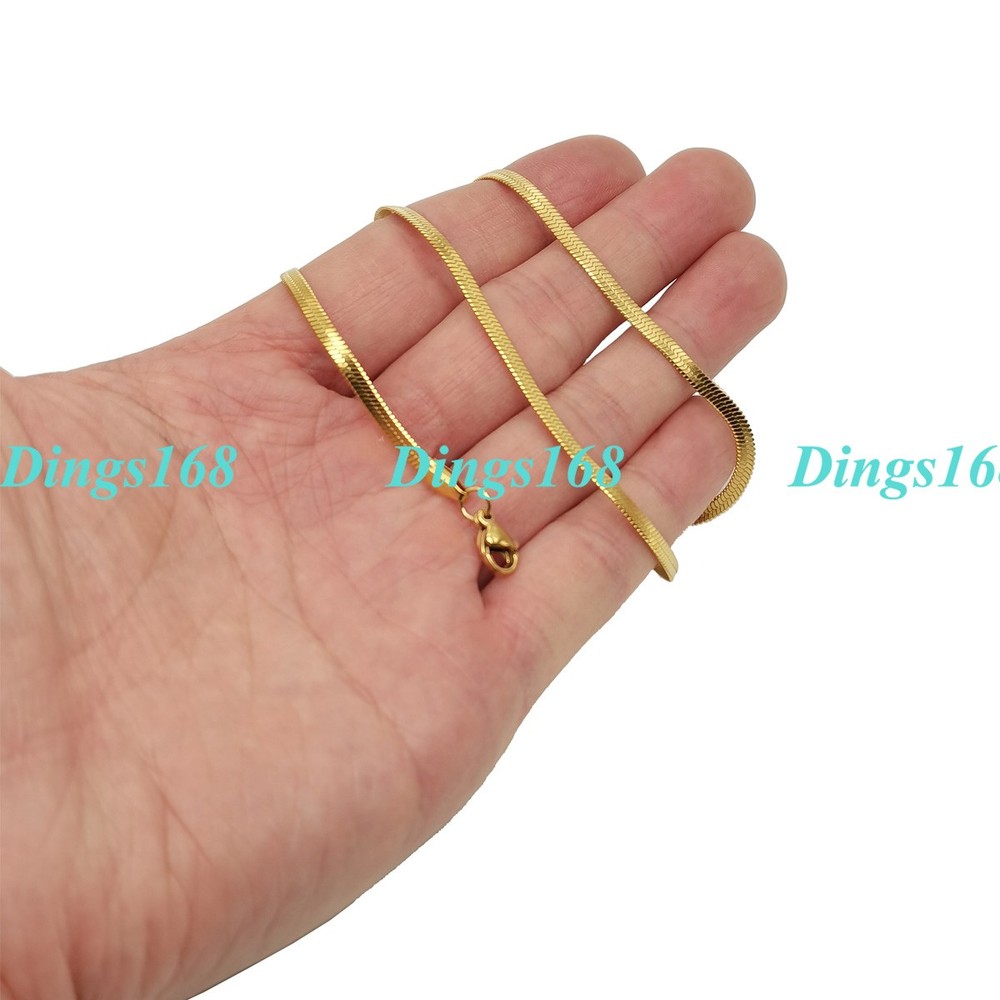 18K Gold Filled Herringbone Chain Necklace for Men & Women - 20 Inch 3mm Flat