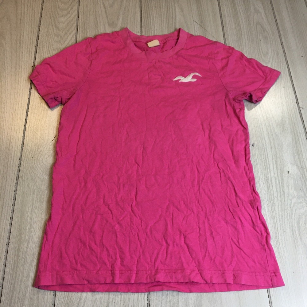 Men’s Hollister Classic Crew Neck T-shirt Tee Pink W/ White Logo Medium