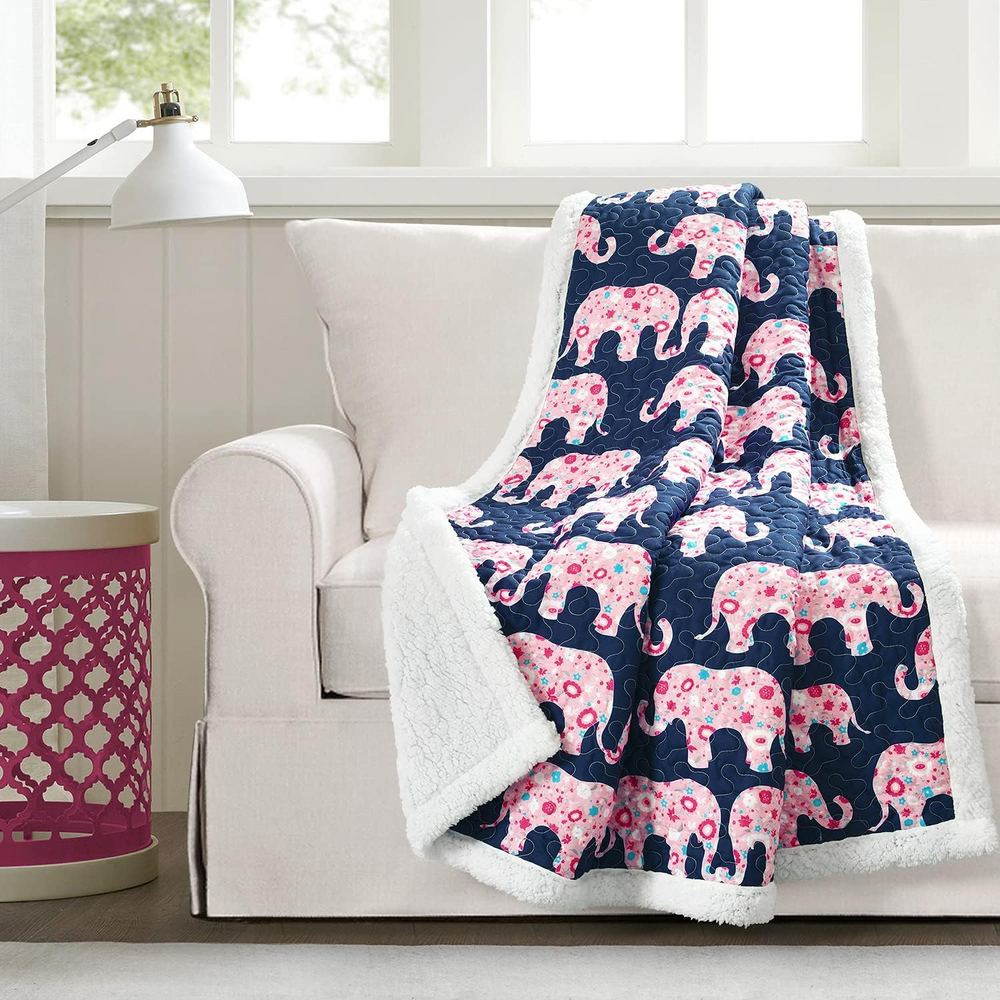 Elephant Parade Sherpa Throw Blanket, 60
