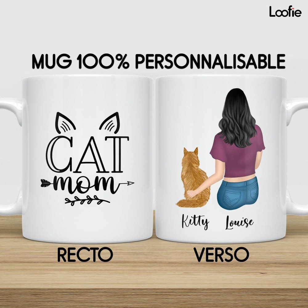 Personalized Chat Mug Personalized Chat Gift Personalized Animals Mug Cat Lover