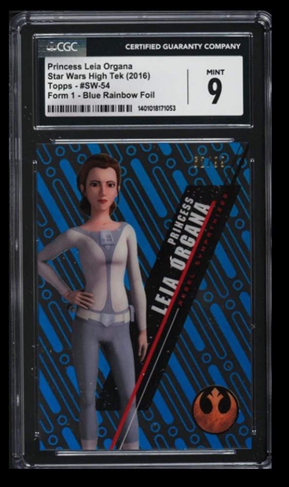 2016 Topps High Tek Princess Leia Organa 62/99 CGC 9 #SW-54 Blue Rainbow Foil