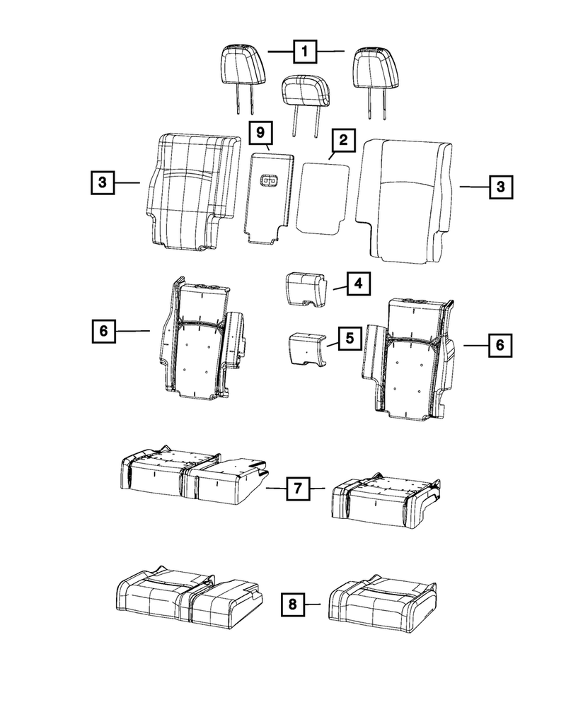Genuine Mopar Rear Seat Cushion Cover Right 1UQ80XR4AA
