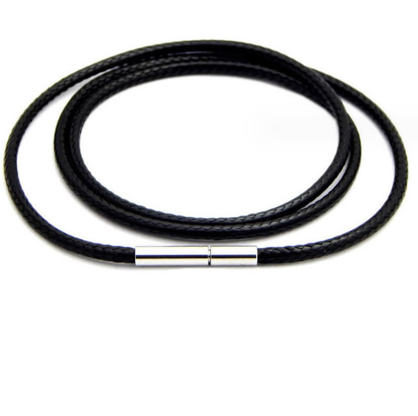 1.0mm Black Rope Leather Cord Chain Necklace Stainless Steel Clasp 14-32inch