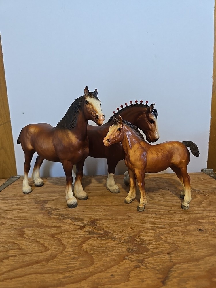 Breyer 1982 Clydesdale Stallion #80, Mare #83, Foal #84 With Original Boxes