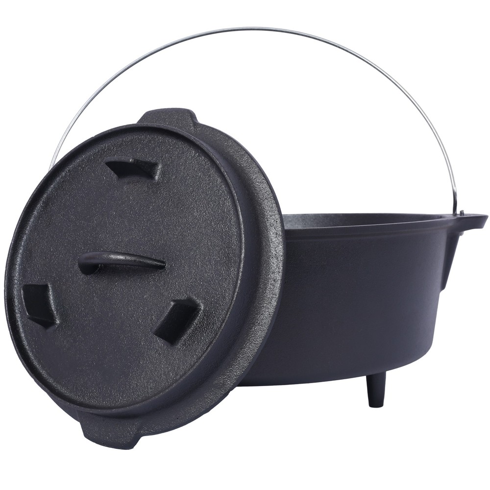 Pre-Seasoned Cast Iron Dutch Oven with Skillet Lid for Camping & Outdoor Cooking