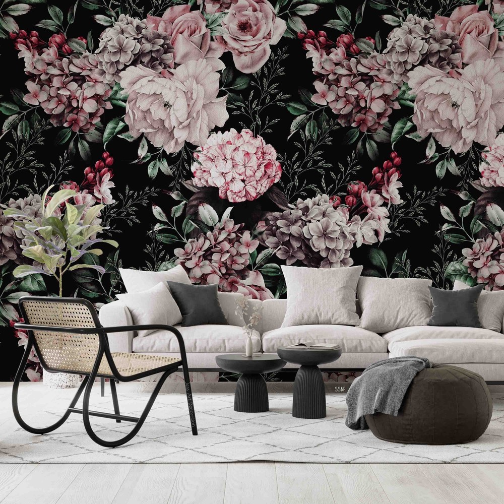 3D Baroque Style Flowers Pattern Wall Murals Wallpaper Murals Wall Sticker 5