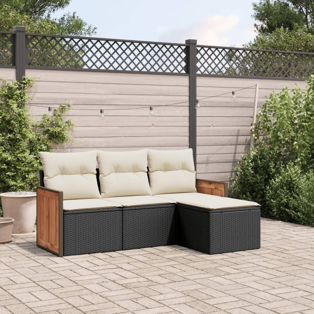 Garden Sofa Set Black, Cream White
