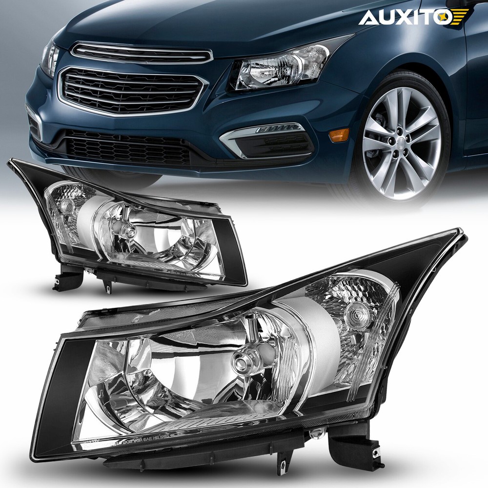 For 2011-2015 Cruze Chevy Sedan [Halogen Type] Black Headlights Pair Left+R EXA