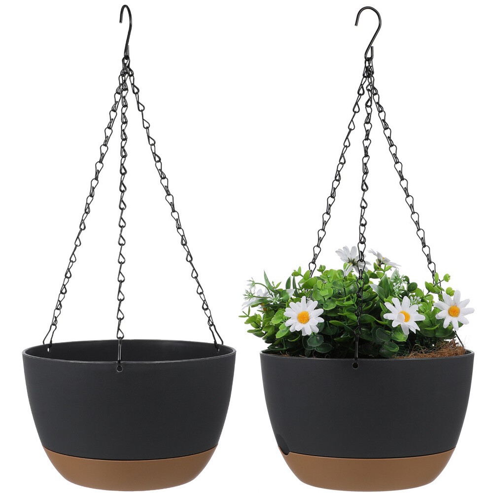 2 Set Planter Basket Hanging Flower Pot Artificial Outdoor Plants