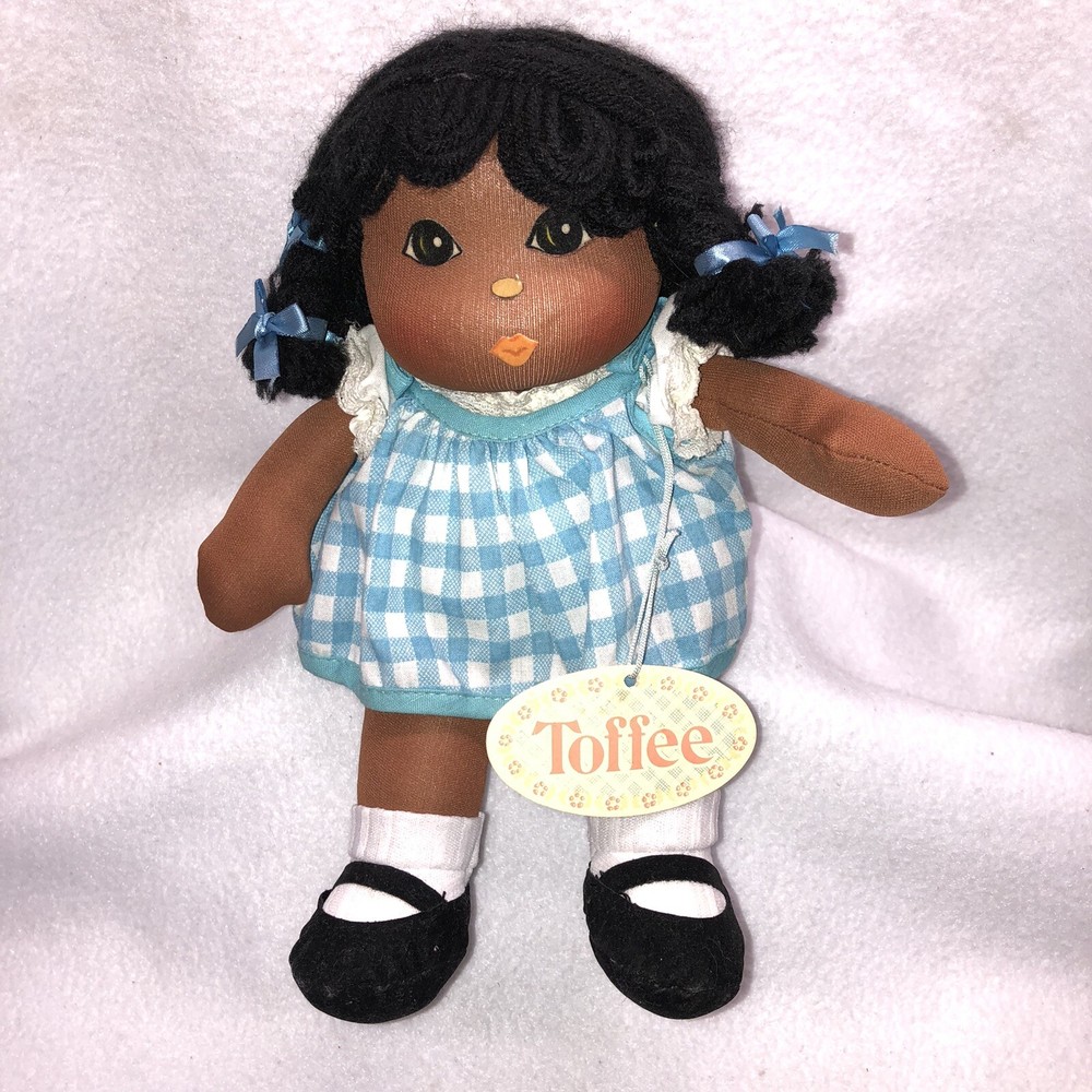 Russ Berrie Cloth Doll Toffee Pigtails Bows No 667 Vintage with Original Tag