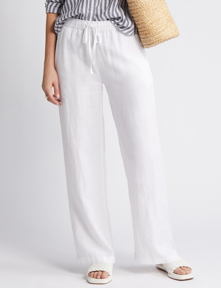 Just Fashion Now - White Linen/cotton Blend Pants Womens Small