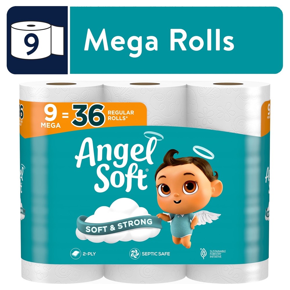 Angel Soft 2-Ply Pulp Septic Safe Toilet Paper Unscented&nbsp;9 Count Rolls