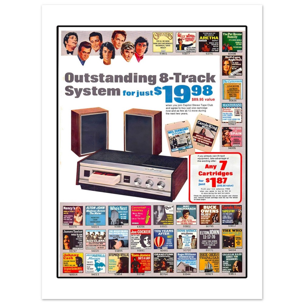 Capitol Stereo 8 Track Tape Club Retro Advertisement Art Print Poster
