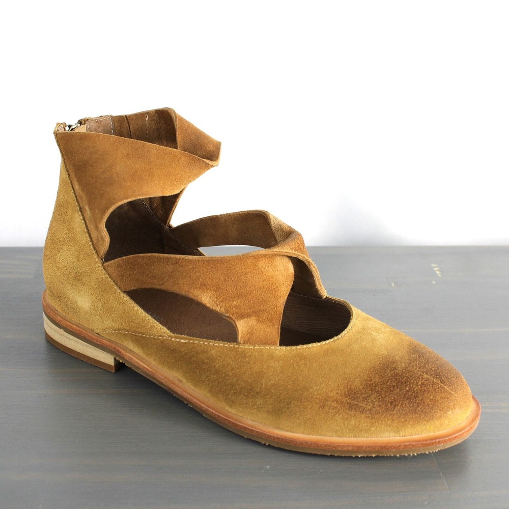 Antelope Lalana Strappy Suede Flats Women Size 8 Tan Bohemian Ankle Strap Shoes