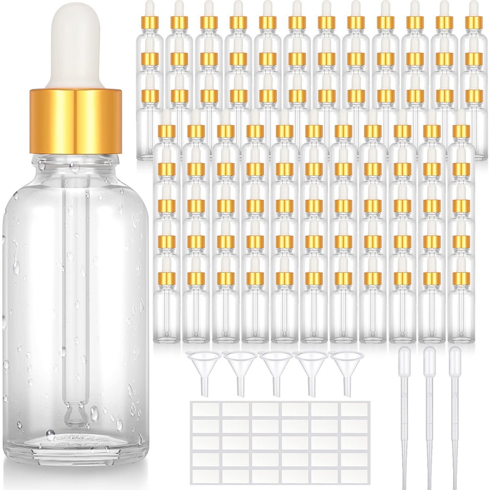 100 Pieces Glass Dropper Bottles 1 oz Essential Oil Dropper Bottles with Labe...