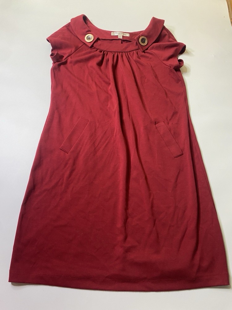VTG EVAN PICONE Red Sheath Dress Copper Button Old Money Y2K Detail Size 12