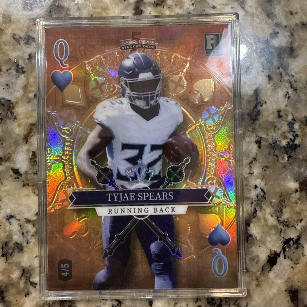 Tyjae Spears 2023 Wild Card 5 Card Draw Stacked Deck Rookie /5 Orange Q RC SP