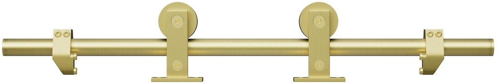 Miseno 96 Inch Brass Single Roller Round Rod Barn Door Hardware Kit MBDH0606X96