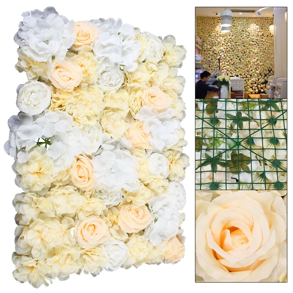 12pcs Flower Panels Artificial Flowers Wall Home Decor Wedding Party Background