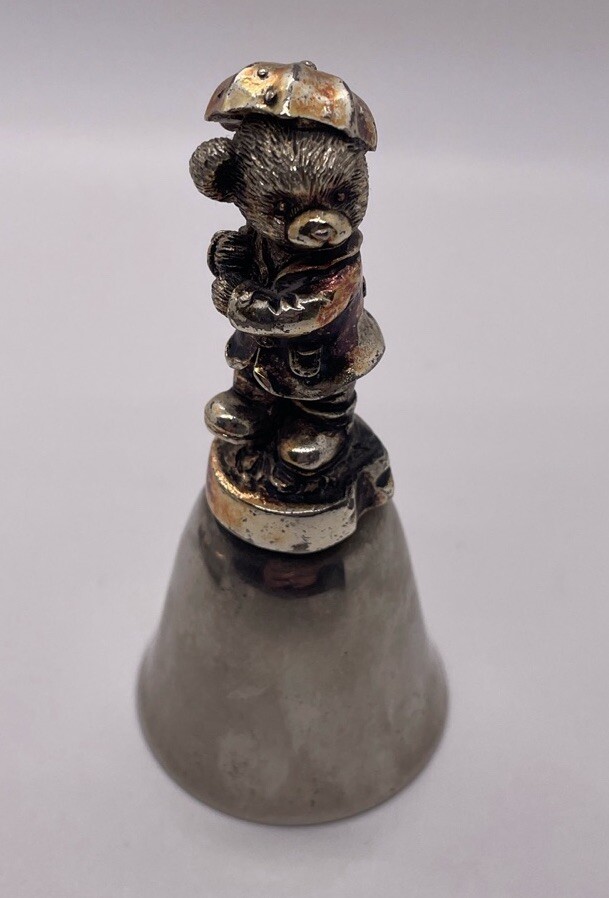 Vintage Silver-Plated Teddy Boy Bear Raincoat Umbrella with 4