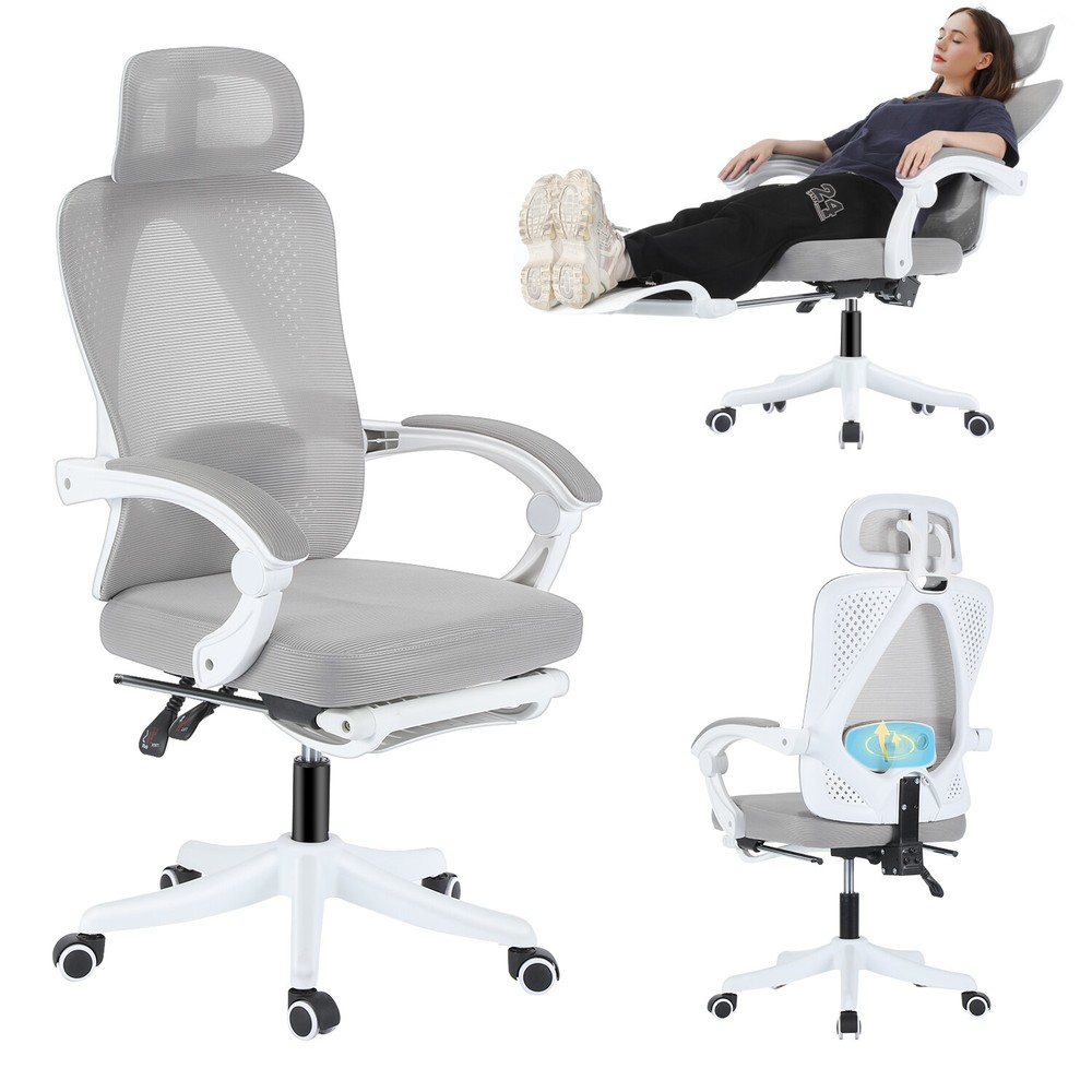 High back office chair ergonomic mesh breathable work swivel chair durable gray