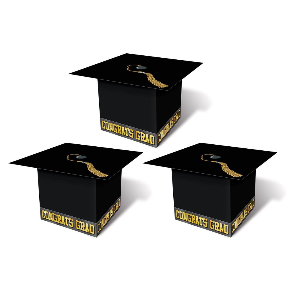 Beistle Black Graduation Cap Favor Boxes for Party Decor