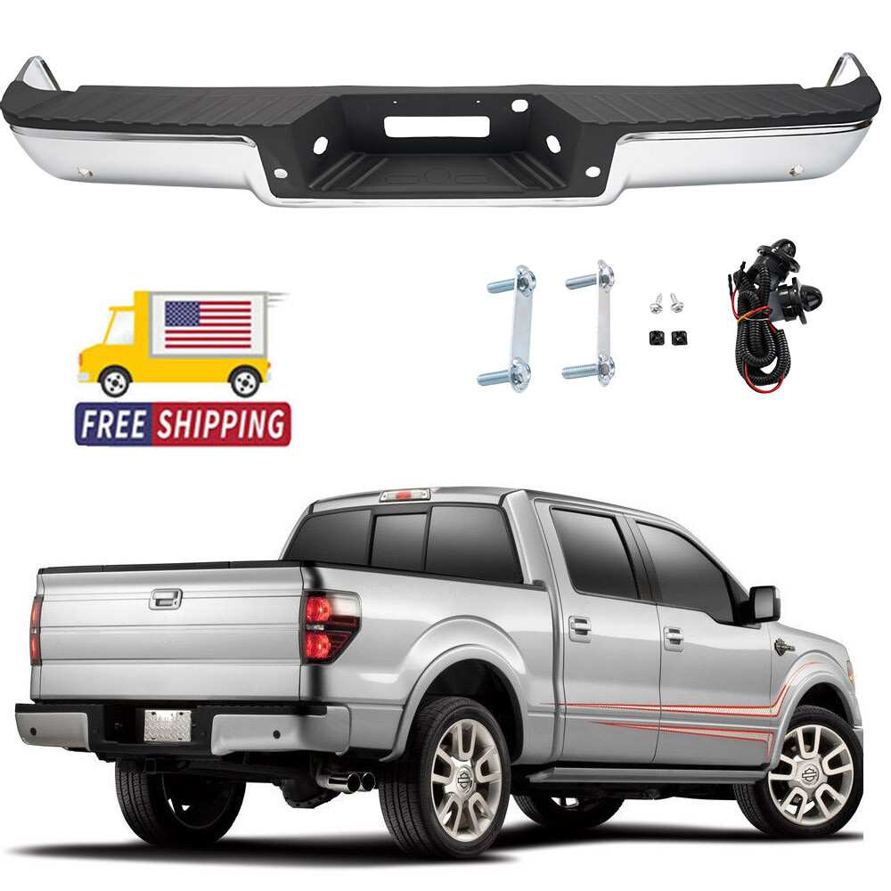 Chrome Rear Bumper Assembly For 2006-2008 Ford F150 w/ Park Assist