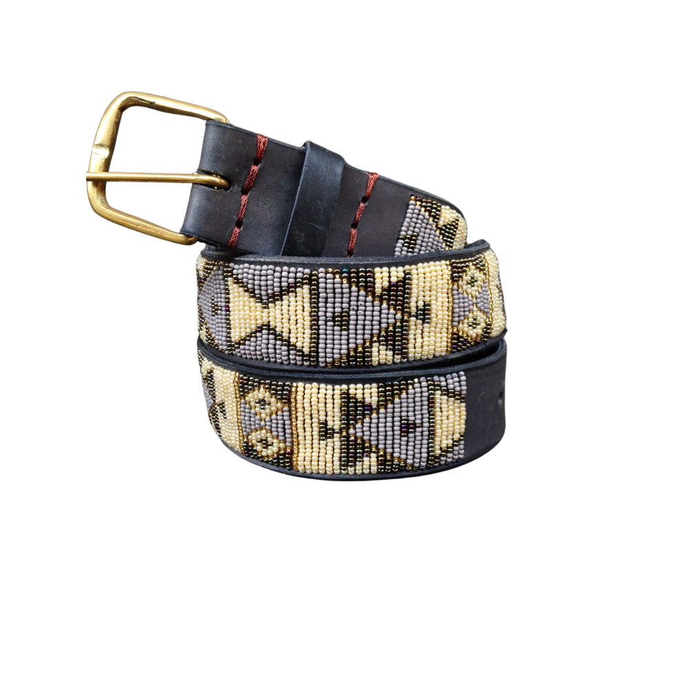 Beaded Masai Belt Handmade Leather Tribe Ethnic Kenya Africa US Stock 34