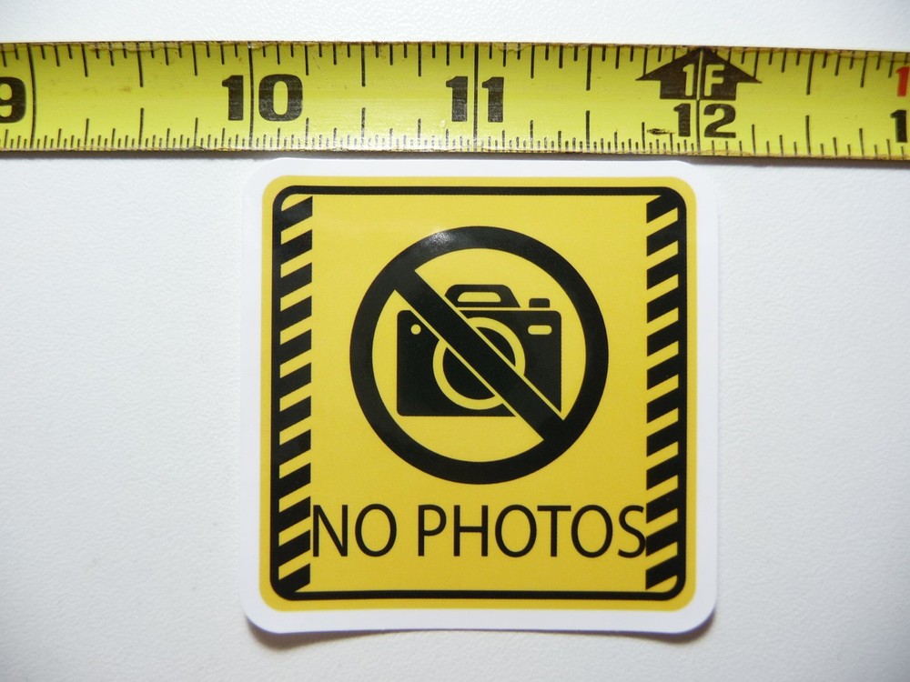 NO PHOTOS PHOTOGRAPH STICKER DECAL BUSINESS COMPANY POLICY BUILDING DOOR