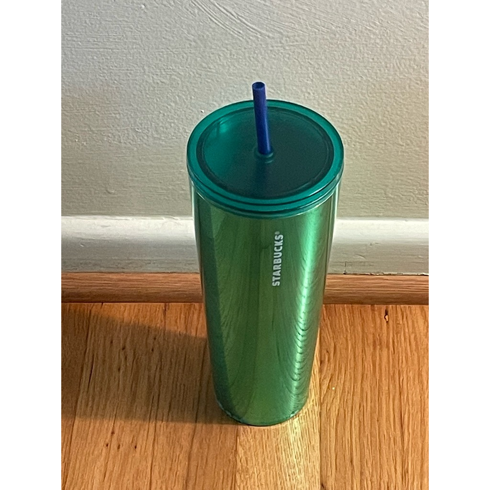 Starbucks 2022 Summer Shiny Lime Green Tumbler with Straw 24oz Cold Cup