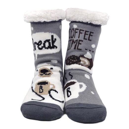 Fuzzy Socks with Grips for Women Non Slip Slipper Socks Winter 6-10 Style-1