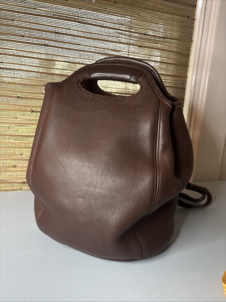 Vintage Coach 9994 Mahogany Leather Shopper Backpack with Hangtag