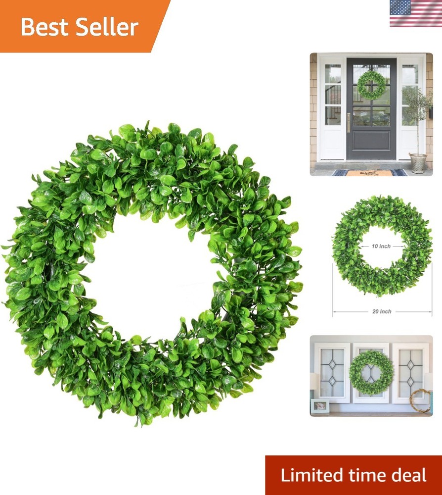 20-Inch Artificial Boxwood Wreath for Elegant Door and Wall Decor