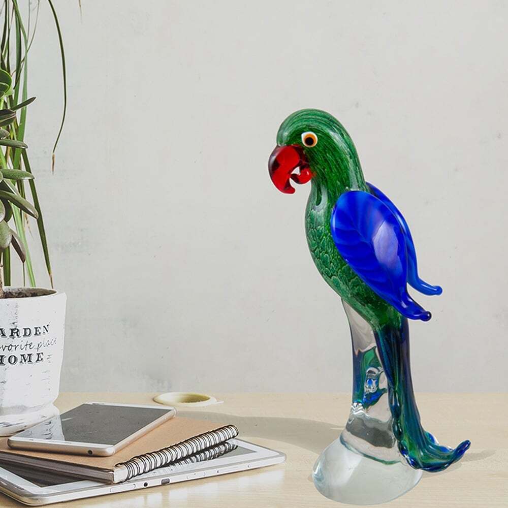 Zuma Parrot Handcrafted Art Glass Figurine Blue