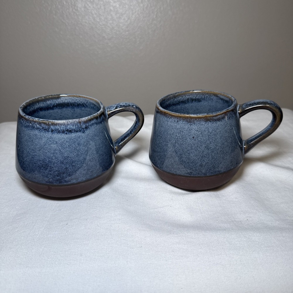 Levi Strauss & Co. Coffee Mug Stoneware Ceramic Blue Denim Brown Target Set Of 2
