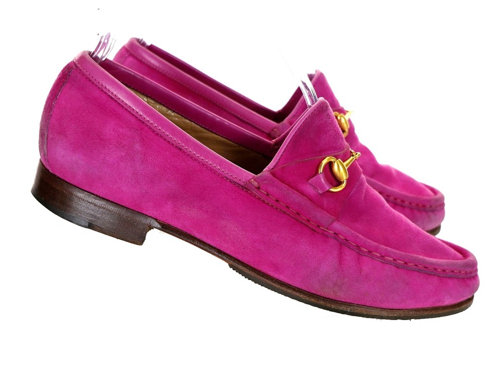 Vintage GUCCI Pink Suede Horsebit Loafers EU 36.5 US 6.5