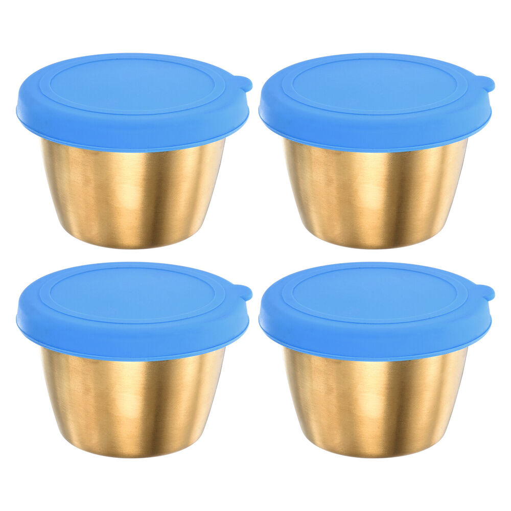 4pcs 2.4oz Blue Condiment Cups with Lids for Salad Dressing