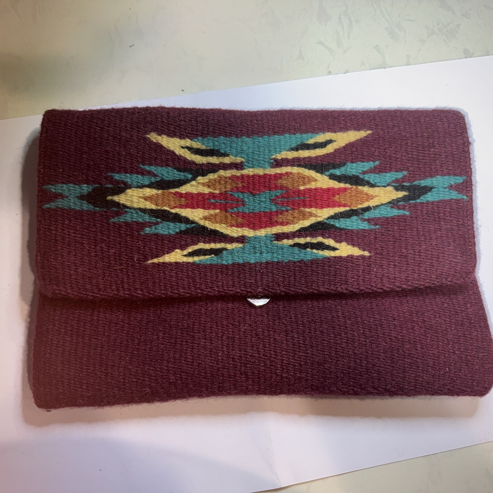 El Paso Saddle Blanket Wool Clutch Purse Handbag Tribal Southwestern Design EUC