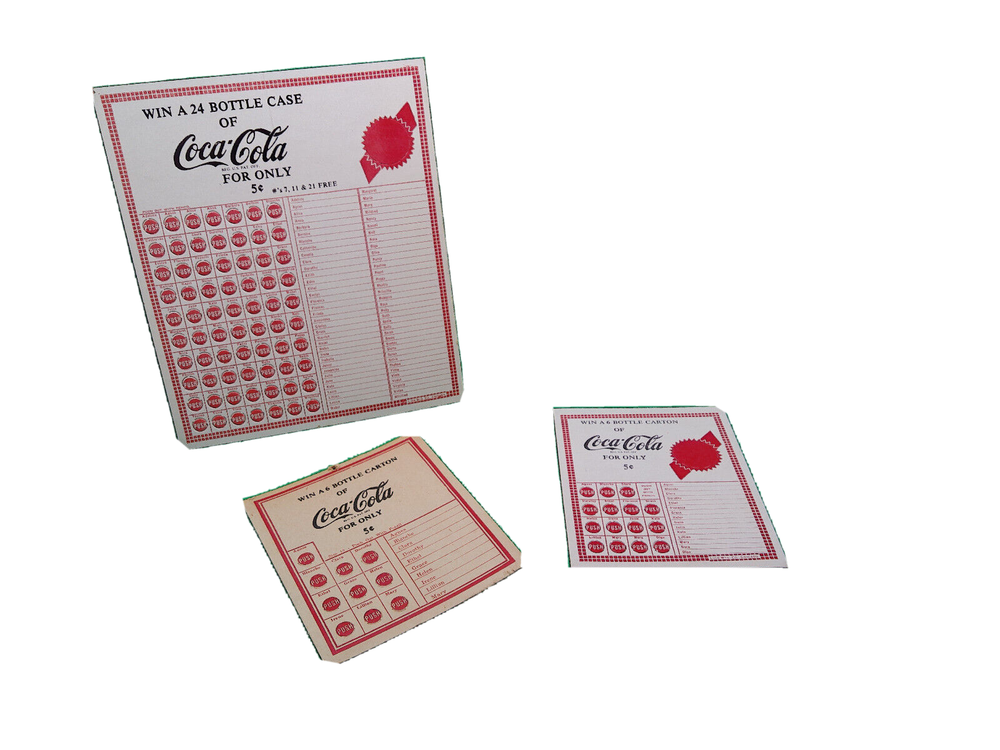 Coke Coca Cola punch board cardboard game vintage Lion Mfg girls names lot 3