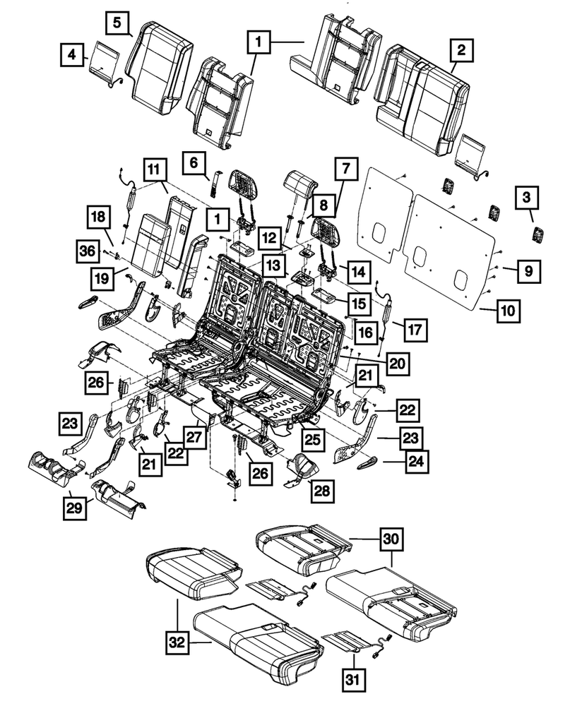 Genuine Mopar Rear Seat Cushion Cover Left 5PJ13HL1AE