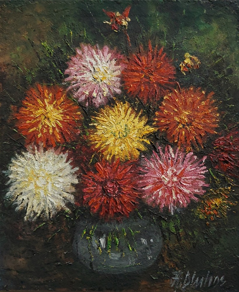 ANDRE DLUHOS Flowers Still Life Garden Floral Bouquet Original Art Oil Painting