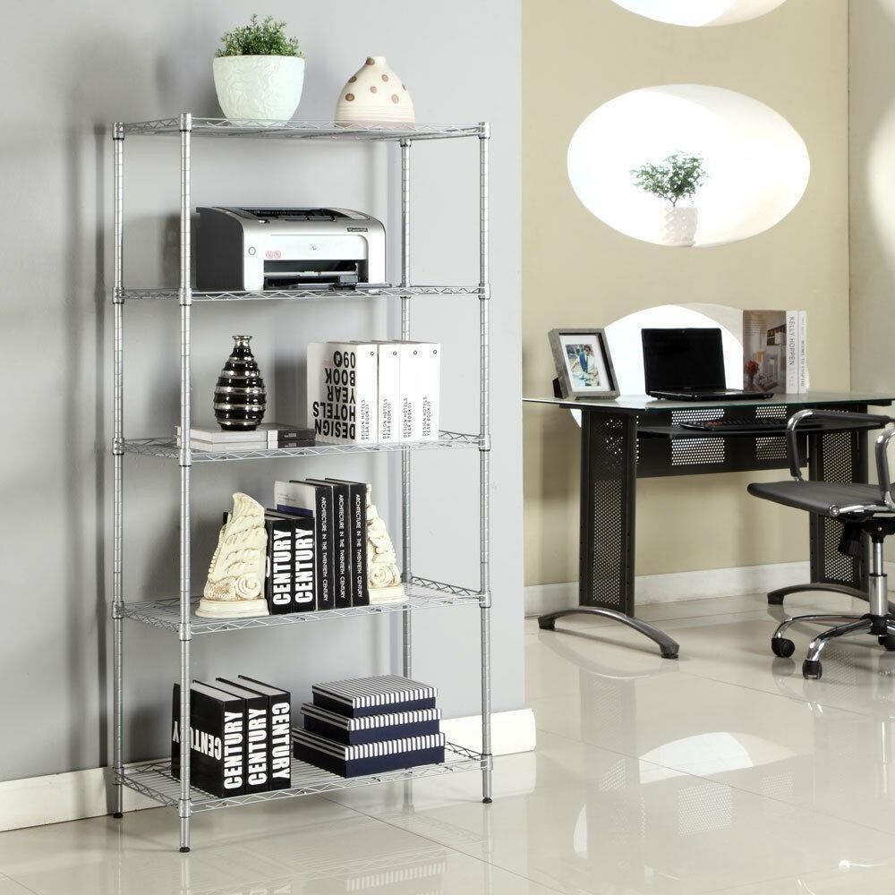 5-Tier Heavy Duty Metal Garage Shelving Unit for Commercial Storage Space Saving