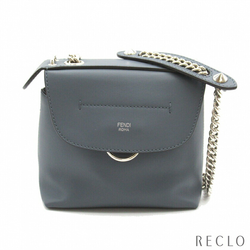 FENDI   Back To School Mini Shoulder Bag Leather Gray Blue Used-image